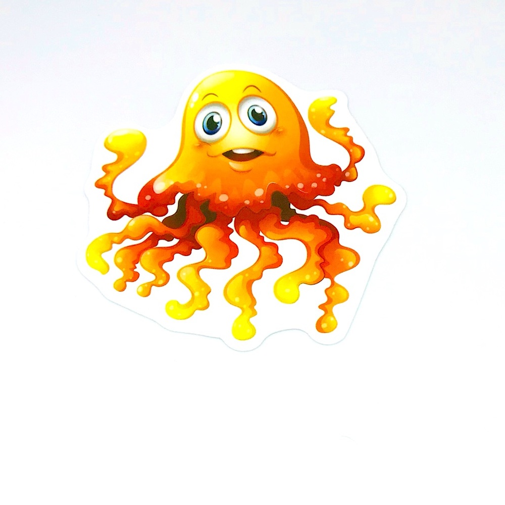 Octopus Tropical Ocean Water Fish Cartoon Style Single Decor Sticker